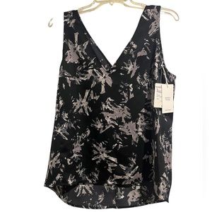 Nordstrom Silky Sleeveless Top Black Floral